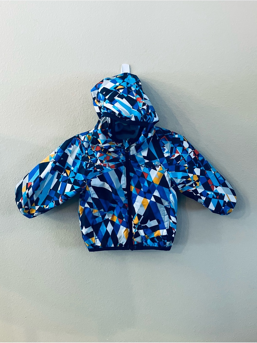 Columbia Mini Pixel Grabber, Lined/Hooded Jacket, Blue/Multi-Size 3/6 mo (VGUC)